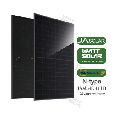 JA Solar 430W-455W Modulo mono bifaciale a doppio vetro di tipo N nero completo JAM54D41LB