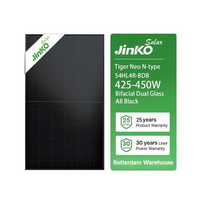 pannello solare Jinko JKM425-450N-54HL4R-BDB tutto nero modulo bifaciale N-TYPE monocristallino 108 celle